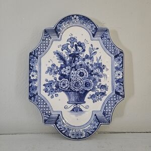 Vintage Royal Delfts Blue Delfino Hand Painted Vertical Applique Plaque